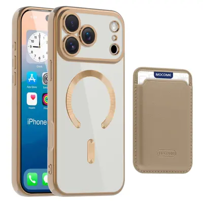 iPhone 17 Pro Max Mobilskal MagSafe Korthållare TPU + PC - Guld