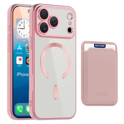 iPhone 17 Pro Max Mobilskal MagSafe Korthållare TPU + PC - Rosa