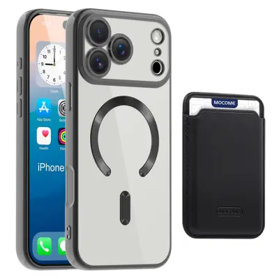 iPhone 17 Pro Max Mobilskal MagSafe Korthållare TPU+PC - Svart