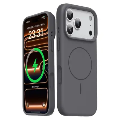 iPhone 17 Pro Max Mobilskal MagSafe Liquid Silikon - Grå (Grå)