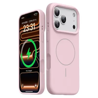 iPhone 17 Pro Max Mobilskal MagSafe Liquid Silikon - Rosa (Rosa)