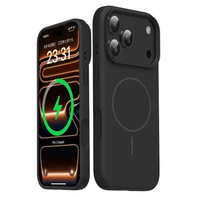 iPhone 17 Pro Max Mobilskal MagSafe Liquid Silikon (Svart)