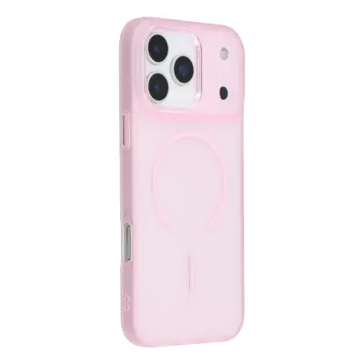 iPhone 17 Pro Max Mobilskal MagSafe med Glitter Lins Frame - Rosa