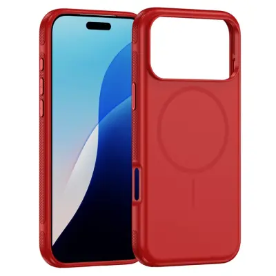 iPhone 17 Pro Max Mobilskal MagSafe PC + TPU Shockproof - Röd