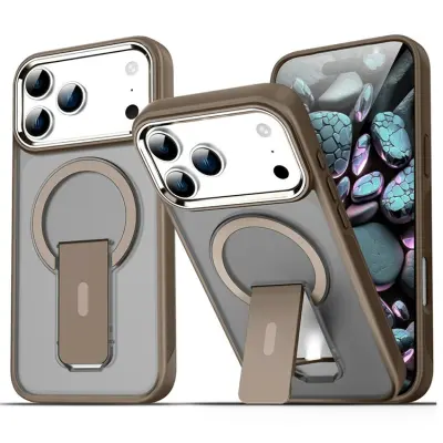 iPhone 17 Pro Max Mobilskal MagSafe PC+TPU med Kickstand - Guld