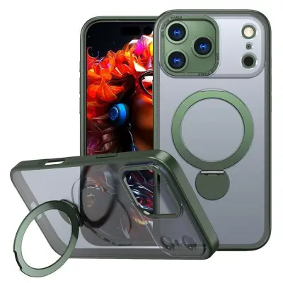 iPhone 17 Pro Max Mobilskal MagSafe Rotating Kickstand (Grön)