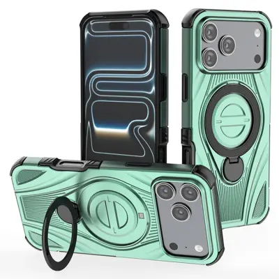 iPhone 17 Pro Max Mobilskal MagSafe Rotating Kickstand Shockproof - Grön (Grön)