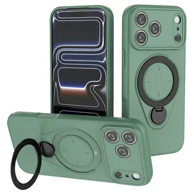 iPhone 17 Pro Max Mobilskal MagSafe Rotating Kickstand TPU PC - Grön (Grön)