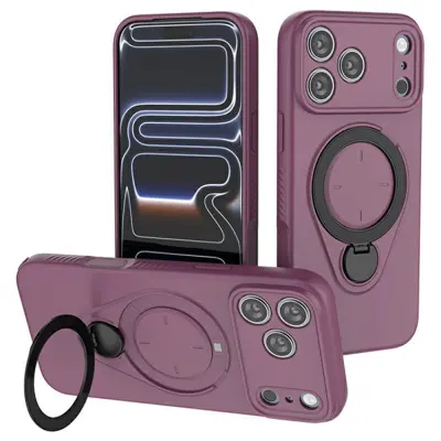 iPhone 17 Pro Max Mobilskal MagSafe Rotating Kickstand TPU PC - Lila (Lila)