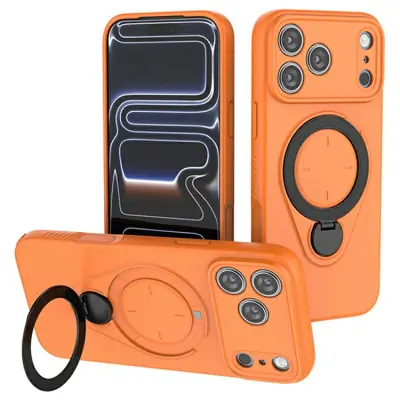 iPhone 17 Pro Max Mobilskal MagSafe Rotating Kickstand TPU PC - Orange (Orange)