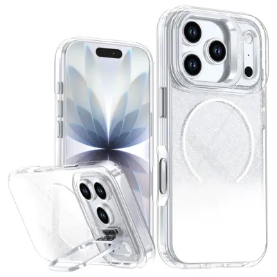 iPhone 17 Pro Max Mobilskal MagSafe Shockproof Glitter Gradient - Vit (Vit)