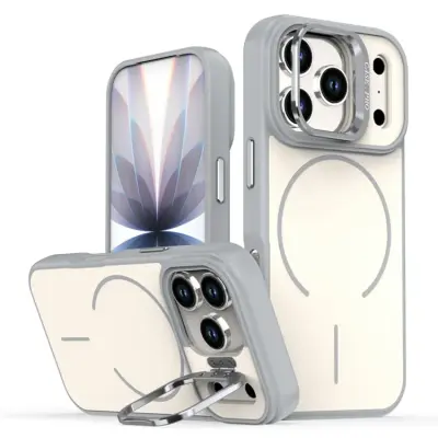 iPhone 17 Pro Max Mobilskal MagSafe Skin-Touch Kickstand - Grå (Grå)