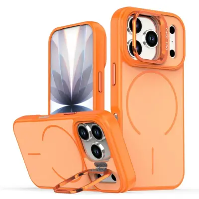 iPhone 17 Pro Max Mobilskal MagSafe Skin-Touch Kickstand - Orange (Orange)