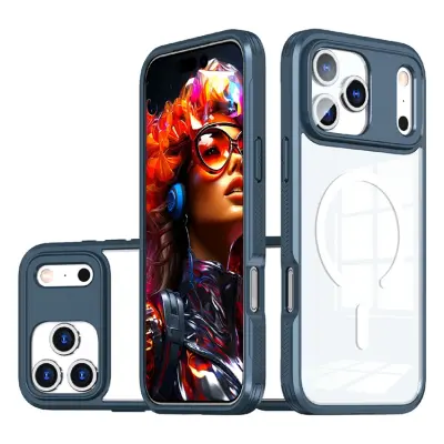 iPhone 17 Pro Max Mobilskal MagSafe TPU + PC Clear - Blå