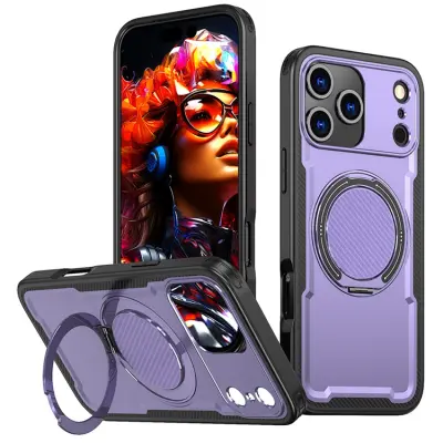 iPhone 17 Pro Max Mobilskal MagSafe TPU+PC Kickstand - Lila