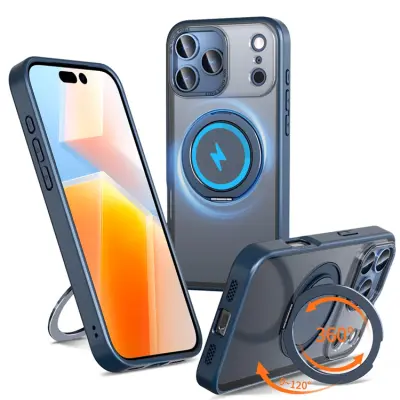 iPhone 17 Pro Max Mobilskal MagSafe TPU+PC Kickstand - Blå