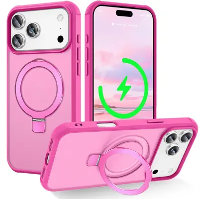 iPhone 17 Pro Max Mobilskal MagSafe TPU+PC Kickstand - Rosé