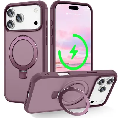 iPhone 17 Pro Max Mobilskal MagSafe TPU+PC Kickstand - Vinröd