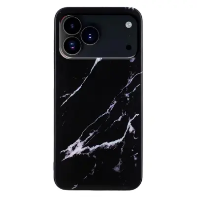 iPhone 17 Pro Max Mobilskal Marble Pattern Painted TPU - Svart