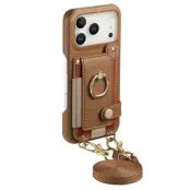 Mobilskal till iPhone 17 Pro Max med Korthållare Ring Kickstand - Brun (Brun)