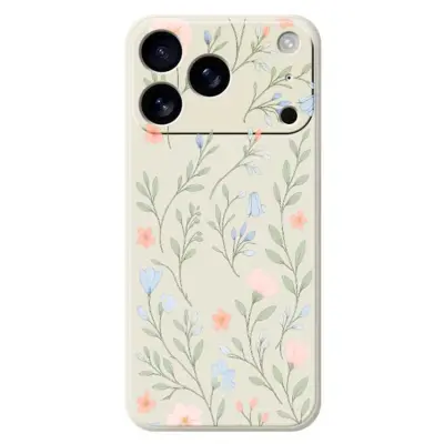 iPhone 17 Pro Max Mobilskal Pink Blue Flowers Pattern TPU - Beige
