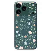 iPhone 17 Pro Max Mobilskal Pink Blue Flowers Pattern TPU - Grön