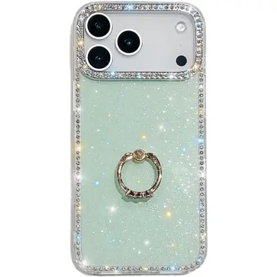 Mobilskal till iPhone 17 Pro Max Rhinestone Edge Ring Kickstand