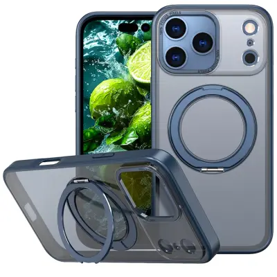 iPhone 17 Pro Max Mobilskal Ring Kickstand TPU PC - Blå