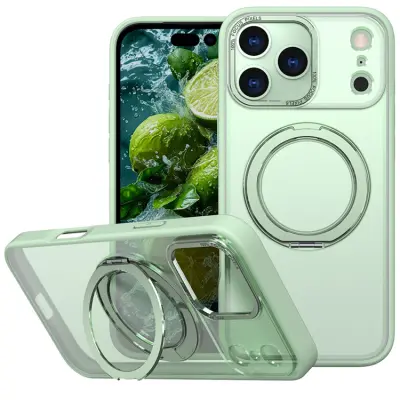 iPhone 17 Pro Max Mobilskal Ring Kickstand TPU PC - Grön