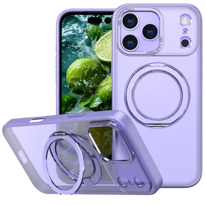 iPhone 17 Pro Max Mobilskal Ring Kickstand TPU PC - Lila