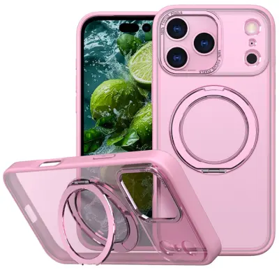 iPhone 17 Pro Max Mobilskal Ring Kickstand TPU PC - Rosa