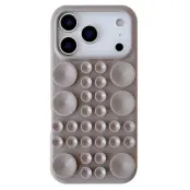 Mobilskal till iPhone 17 Pro Max Sugkopp Silikon med Tygfoder - Grå (Titangrå)