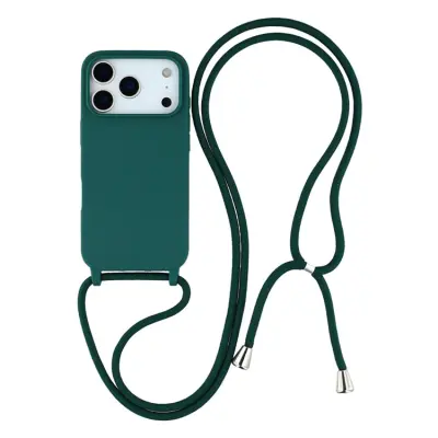 iPhone 17 Pro Max Mobilskal TPU Shockproof med Lanyard - Mörkgrön