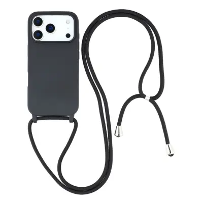 iPhone 17 Pro Max Mobilskal TPU Shockproof med Lanyard - Svart