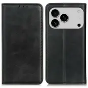 iPhone 17 Pro Max Plånboksfodral Äkta läder - Svart