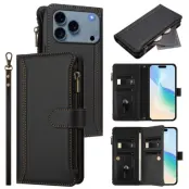 iPhone 17 Pro Max Plånboksfodral 9 Kortfack - Svart