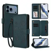 iPhone 17 Pro Max Plånboksfodral Butterfly Floral Imprint - Grön