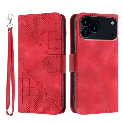 iPhone 17 Pro Max Plånboksfodral Butterfly Flower - Röd