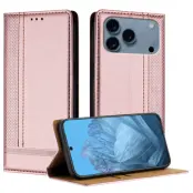 iPhone 17 Pro Max Plånboksfodral L Shaped Grid Pattern - Roséguld