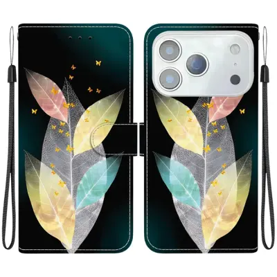 iPhone 17 Pro Max Plånboksfodral Med Lanyard - Colored Leaves