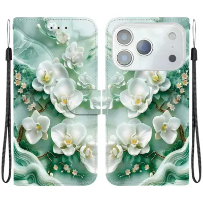 iPhone 17 Pro Max Plånboksfodral Med Lanyard - Jade Flower
