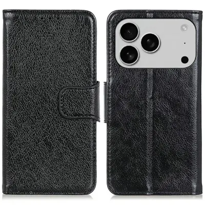 iPhone 17 Pro Max Plånboksfodral Nappa Texture - Svart