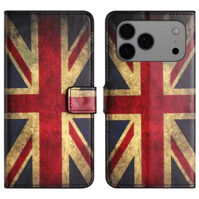 iPhone 17 Pro Max Konstläder Plånboksfodral Pattern Print - Union Jack