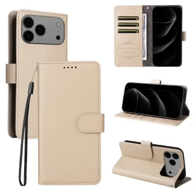 iPhone 17 Pro Max Plånboksfodral RFID Blocking med Handledsrem