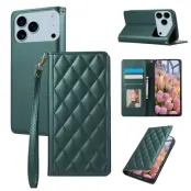 iPhone 17 Pro Max Plånboksfodral RFID Rhombus Läder - Grön