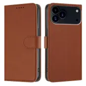 iPhone 17 Pro Max Konstläder Plånboksfodral Solid Color - Kaffe