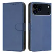 iPhone 17 Pro Max Konstläder Plånboksfodral Solid Color - Blå