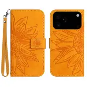 iPhone 17 Pro Max Konstläder Plånboksfodral Sunflower Imprint - Gul