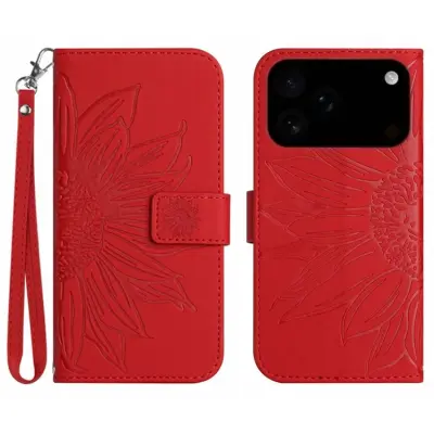 iPhone 17 Pro Max Plånboksfodral Sunflower Imprint - Röd