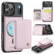 JEEHOOD J05 Mobilskal till iPhone 17 Pro Max Läder med Magnetficka - Rosa